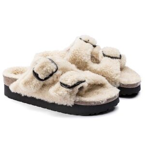 BIRKENSTOCK Papillio Arizona Big Buckle Shearling Teddy Sandals